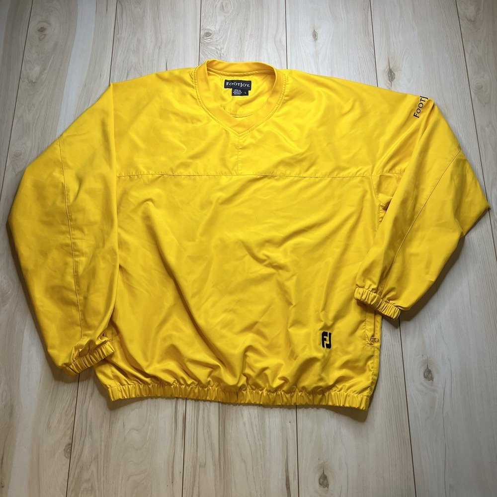 FootJoy V-Neck Windbreaker Sweater Golf Logo Zip Pockets Mens Size Large